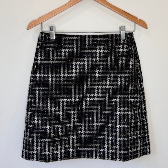 LOFT Gold Black and White Mini Skirt (Sz 0) - Picture 2 of 7